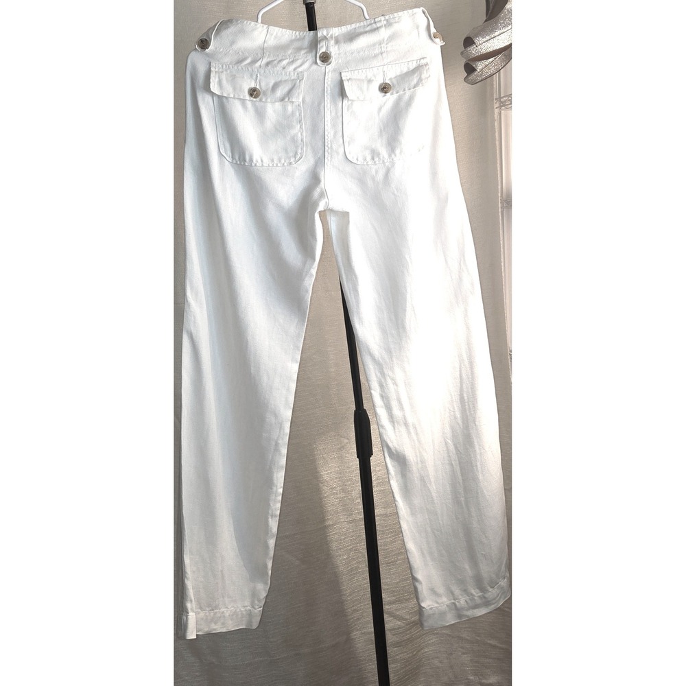 Boston Proper White 100% Linen Wide Leg Trousers Pants Size 2 Summer Resort